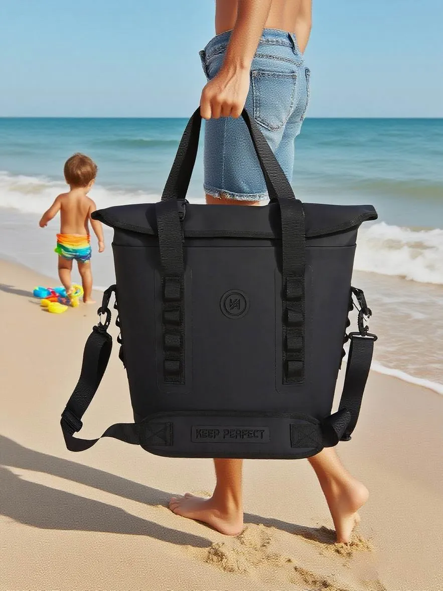 Logo Detail Shot on Waterproof Travel Bag